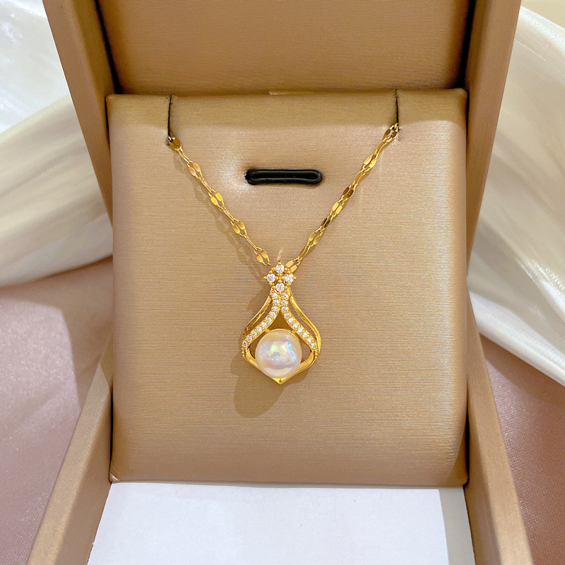 Elegant Women's K14 Gold Color - đánh giá và giá Pearl Trim Chain
