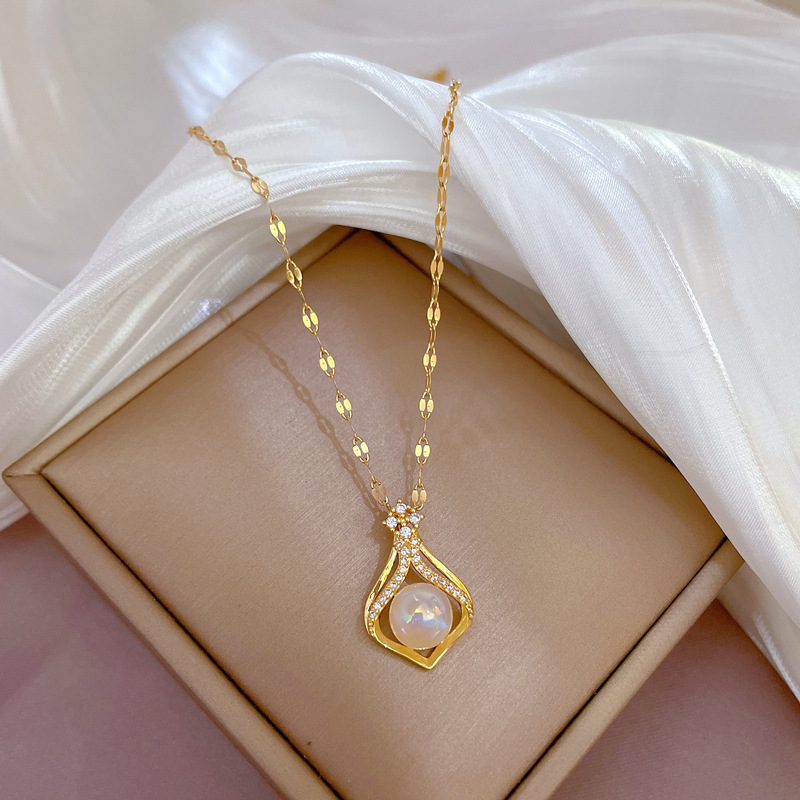 Elegant Women's K14 Gold Color - đánh giá và giá Pearl Trim Chain